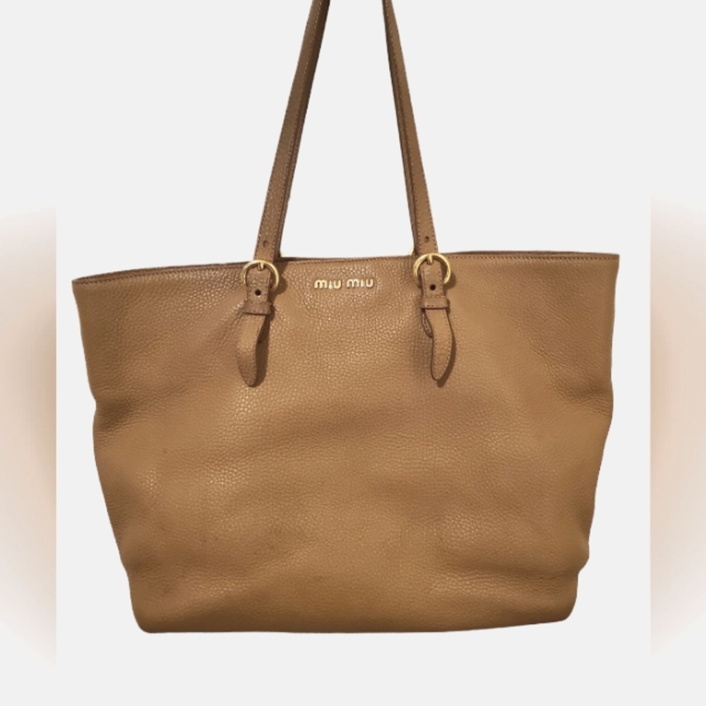 Miu Miu pebbled leather tote bag